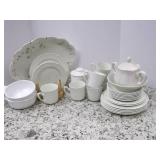 Set of White Dishes w/ Antique Plat... Set of White Dishes w/ Antique Plat...
