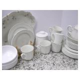 Set of White Dishes w/ Antique Plat... Set of White Dishes w/ Antique Plat...