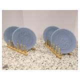 Four Vintage Blue Fenton Plates... Four Vintage Blue Fenton Plates...