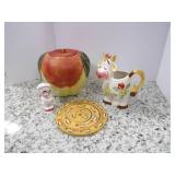 VIntage Apple Cookie Jar and Coe Cr... VIntage Apple Cookie Jar and Coe Cr...