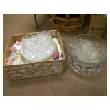 Vintage Box of linens and crstal pl... Vintage Box of linens and crstal pl...