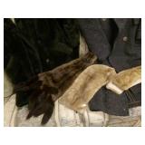 Vintage box of scarfs, two jackets ... Vintage box of scarfs, two jackets ...