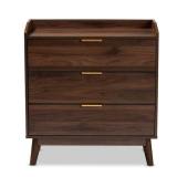 set of 2--Lena 3-Drawer Walnut Chest