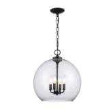 (4) Home Decorators Collection Kingsley 16 in. 4-Light Matte Black Pendant Light Fixture with Clear Glass Shade