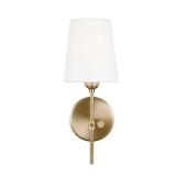 (4) Baker 5.5 in. 1-Light Satin Brass Wall Sconce With White Linen Fabric Shade