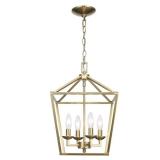 (3) Weyburn 4-Light Gold Farmhouse Chandelier Light Fixture with Caged Metal Shade