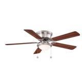 Hampton Bay Hugger 52 in. LED Indoor Brushed Nickel Ceiling Fan with Light Kit
