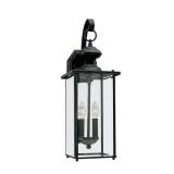 Jamestown 7 in. W 2-Light Black Outdoor Traditional Wall Lantern Sconce with Clear Beveled Glass