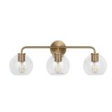 Generation Lighting Orley 26.5 in 3-Light Satin Brass Modern Industrial Wall Bathroom Vanity Light with Clear Glass Shades