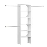 ClosetMaid Style+ 84 in. W - 120 in. W White Tower Wall Mount 6-Shelf Wood Closet System