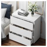 3-Drawer White Wood Nightstand End Table 30.3 in. W x 32.3 in. H x 15.7 in. D