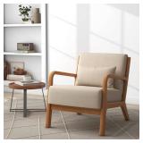 Set of two--25.78 in. W Modern Beige Wood Frame Cotton And Linen Upholstered Accent Armchair