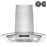 36 in. 343 CFM Convertible Island Mount Range Hood with Tempered Glass and Carbon Filters in Stainless Steel