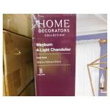(3) Weyburn 4-Light Gold Farmhouse Chandelier Light Fixture with Caged Metal Shade
