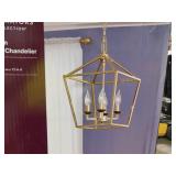 (3) Weyburn 4-Light Gold Farmhouse Chandelier Light Fixture with Caged Metal Shade