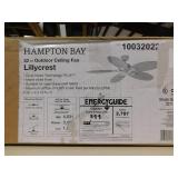 Lillycrest 52 in. Indoor/Outdoor Matte White Ceiling Fan with Downrod and Reversible Motor; Light Kit Adaptable 702