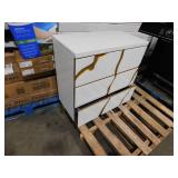Modern White and Gold 31.5 in. H 3-Drawer Bachelor Chest Storage Cabinet