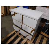 Modern White and Gold 31.5 in. H 3-Drawer Bachelor Chest Storage Cabinet