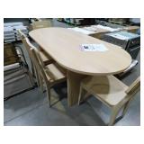 Spruce & Spring Eden 6-Piece Oval Natural Wood Top Dining Table Set Seats 6 with Bench and 4 Dining Chairs Modern Style Dining Room Set