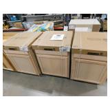 set of Three--Hampton Bay 24 in. W x 24 in. D x 34.5 in. H Assembled Base Kitchen Cabinet in Unfinished with Recessed Panel