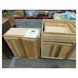 Hampton Bay Hampton 27 in. W x 12 in. D x 30 in. H Assembled Wall Kitchen Cabinet in Natural Hickory and 24 in bottom cabinet