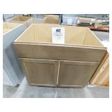 Hampton Bay Sinclair 36 in. W x 24 in. D x 34.5 in. H Assembled Sink Base Cabinet in Shaker Saddle Oak