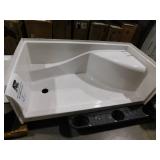 Aquatic Coronado 60 in. x 30 in. Single Threshold Left Drain Shower Pan in White with Built-In Shower Bench