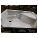 Aquatic Coronado 60 in. x 30 in. Single Threshold Left Drain Shower Pan in White with Built-In Shower Bench
