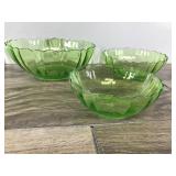 Lot of 5 Vintage Green Glass Bowls Lot of 5 Vintage Green Glass Bowls