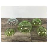 Lot of 5 Vintage Green Glass Bowls Lot of 5 Vintage Green Glass Bowls