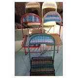 5 Metal folding chairs with upholstered backs and 3 with upholstered seats 5 Metal folding chairs with upholstered backs and 3 with upholstered seats
