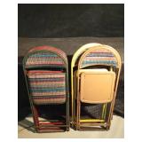 5 Metal folding chairs with upholstered backs and 3 with upholstered seats 5 Metal folding chairs with upholstered backs and 3 with upholstered seats
