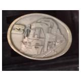 Sterling silver - turquoise money clip and a Burlington Northern railroad belt buckle Sterling silver - turquoise money clip and a Burlington Northern railroad belt buckle
