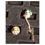 Tie tacks and a key ring - some 10K Tie tacks and a key ring - some 10K