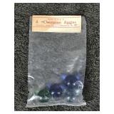 4 Vintage Champion Shooter Agate Marbles in Original Package 4 Vintage Champion Shooter Agate Marbles in Original Package