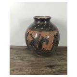 Nicaragua Art Pottery Vase Sgraffito Etching Tribal Theme Handmade Nicaragua Art Pottery Vase Sgraffito Etching Tribal Theme Handmade