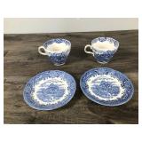 2 Sets of Vtg Olde Staffordshire “English Village” by Salem China Co. Tea Cup & SaucerVtg 2 Sets of Vtg Olde Staffordshire “English Village” by Salem China Co. Tea Cup & SaucerVtg