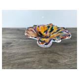 Vintage Murano Style Rainbow Swirl Free form blown glass Bowl Dish Vintage Murano Style Rainbow Swirl Free form blown glass Bowl Dish