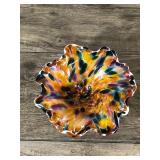 Vintage Murano Style Rainbow Swirl Free form blown glass Bowl Dish Vintage Murano Style Rainbow Swirl Free form blown glass Bowl Dish