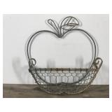 Rustic Looking Wall Hanging Metal Wire Basket Shaped like an Apple Rustic Looking Wall Hanging Metal Wire Basket Shaped like an Apple