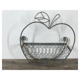 Rustic Looking Wall Hanging Metal Wire Basket Shaped like an Apple Rustic Looking Wall Hanging Metal Wire Basket Shaped like an Apple