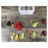 Plastic Plano Tackle Box with 8 Fishing Spinner Baits Plastic Plano Tackle Box with 8 Fishing Spinner Baits