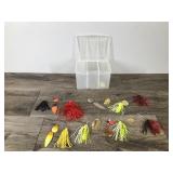 Plastic Plano Tackle Box with 8 Fishing Spinner Baits Plastic Plano Tackle Box with 8 Fishing Spinner Baits
