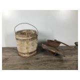 Vintage Coffee Grinder and Small Wooden Barrel Vintage Coffee Grinder and Small Wooden Barrel