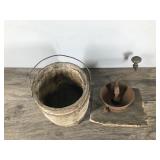 Vintage Coffee Grinder and Small Wooden Barrel Vintage Coffee Grinder and Small Wooden Barrel