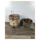 Vintage Coffee Grinder and Small Wooden Barrel Vintage Coffee Grinder and Small Wooden Barrel
