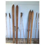 Lot of 3 Vintage Ski Poles and 2 Wooden Ski’s Lot of 3 Vintage Ski Poles and 2 Wooden Ski’s