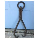 ANTIQUE WROUGHT IRON LOGGING RIG HOOK ANTIQUE WROUGHT IRON LOGGING RIG HOOK