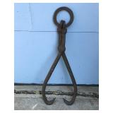 ANTIQUE WROUGHT IRON LOGGING RIG HOOK ANTIQUE WROUGHT IRON LOGGING RIG HOOK