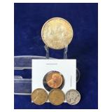Lot of Coins - Canadian Silver Dollar - Wheat Pennies and Mercury Silver Dime Lot of Coins - Canadian Silver Dollar - Wheat Pennies and Mercury Silver Dime